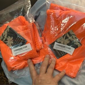 New w/tags #4 bundle of 2 pair Smede men’s swimming trunks, neon orange, size S